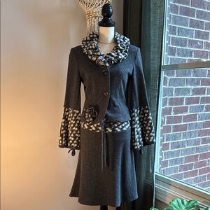 Gray and Cream Wool European 2 pc.